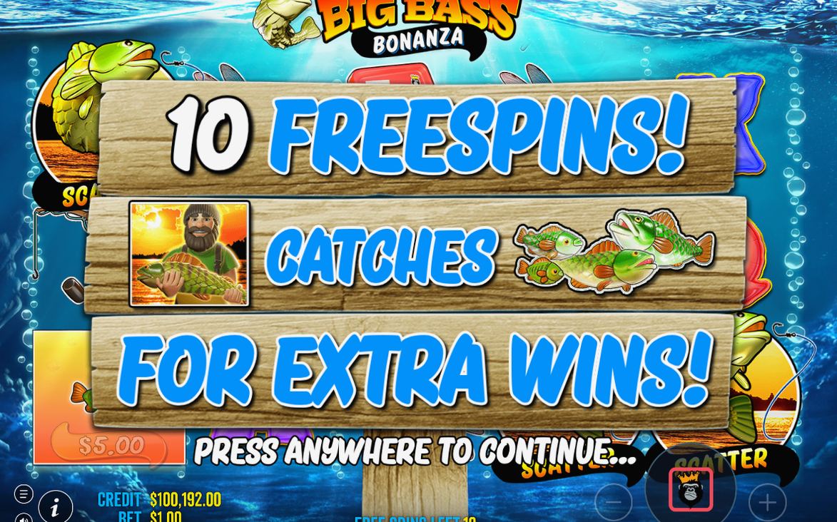 Start der Freispiele mit Fisherman Wild auf allen Walzen
